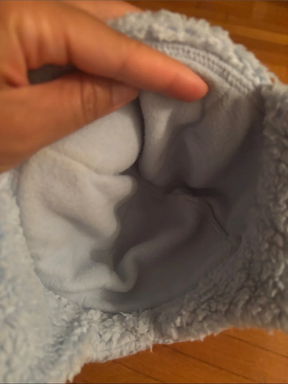 The North Face Light Blue Sherpa Earflap Hat with Bear Ears